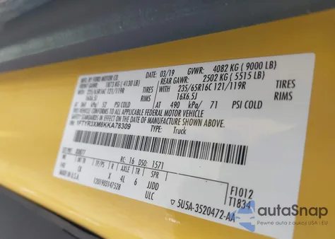 2019 Ford Transit-250 from USA, damaged, VIN 1FTYR3XM8KKA78309